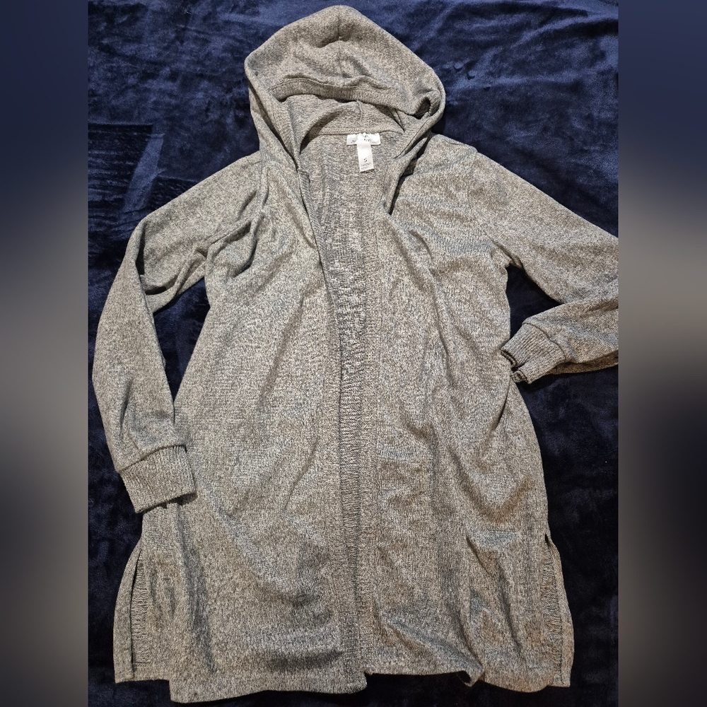 Gray Hooded Cardigan